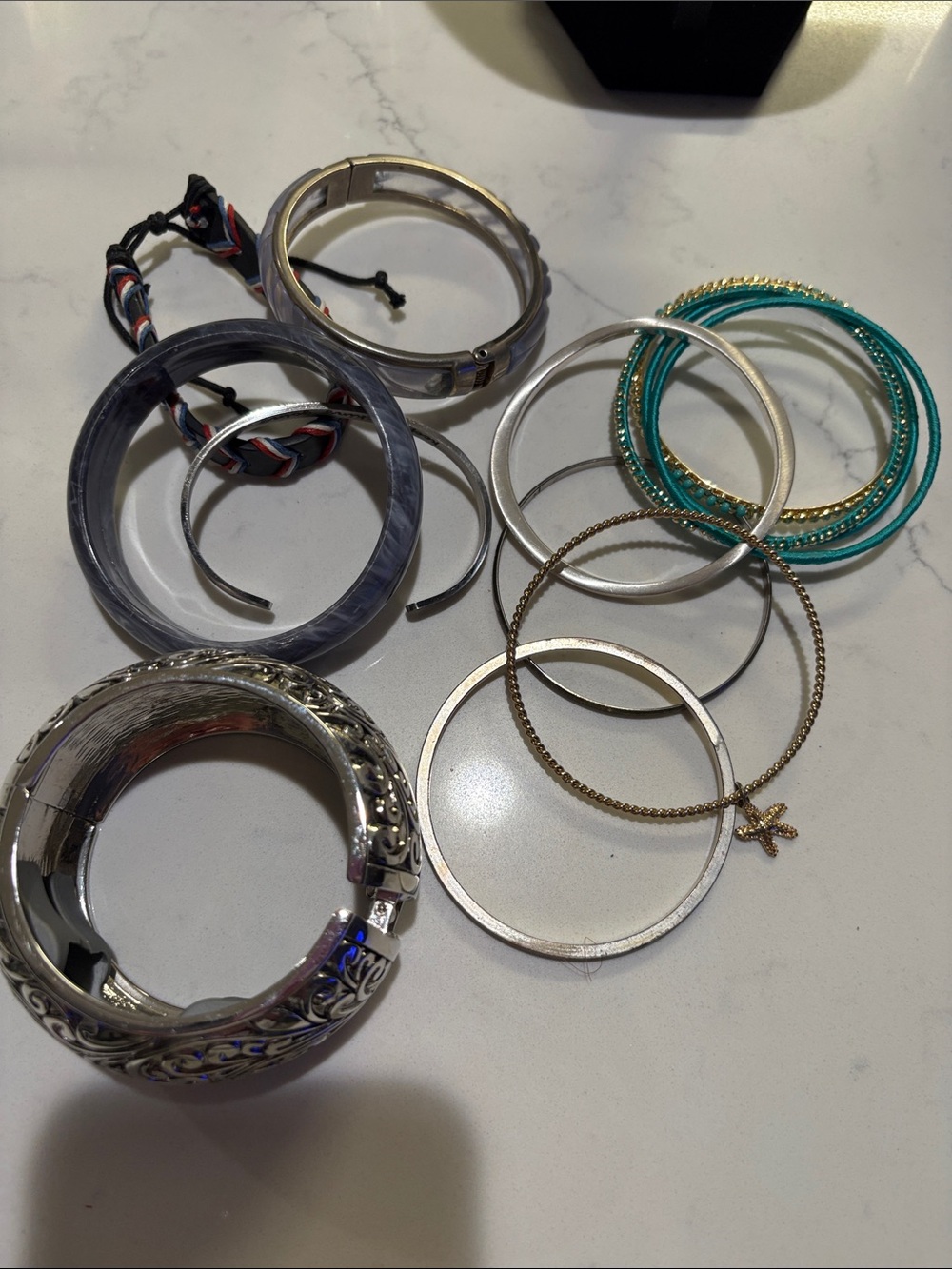 Mixed Womens Bangle and Bracelet Set - Turquoise, Silver, Gold - Picture 8 of 8
